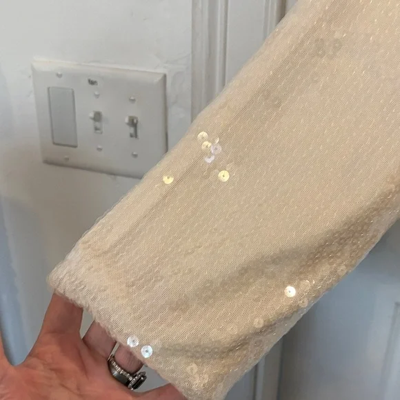 NY & Co. Sequin Bomber Jacket in Cream - Picture 3 of 4